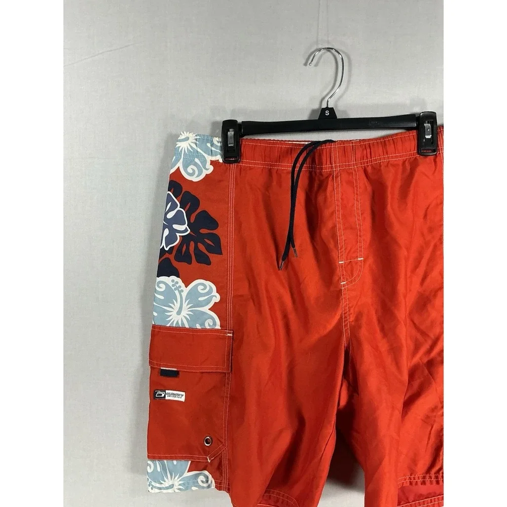 Old Navy Men's Swim Trunks Board Shorts Red Floral Print Size M Drawstring